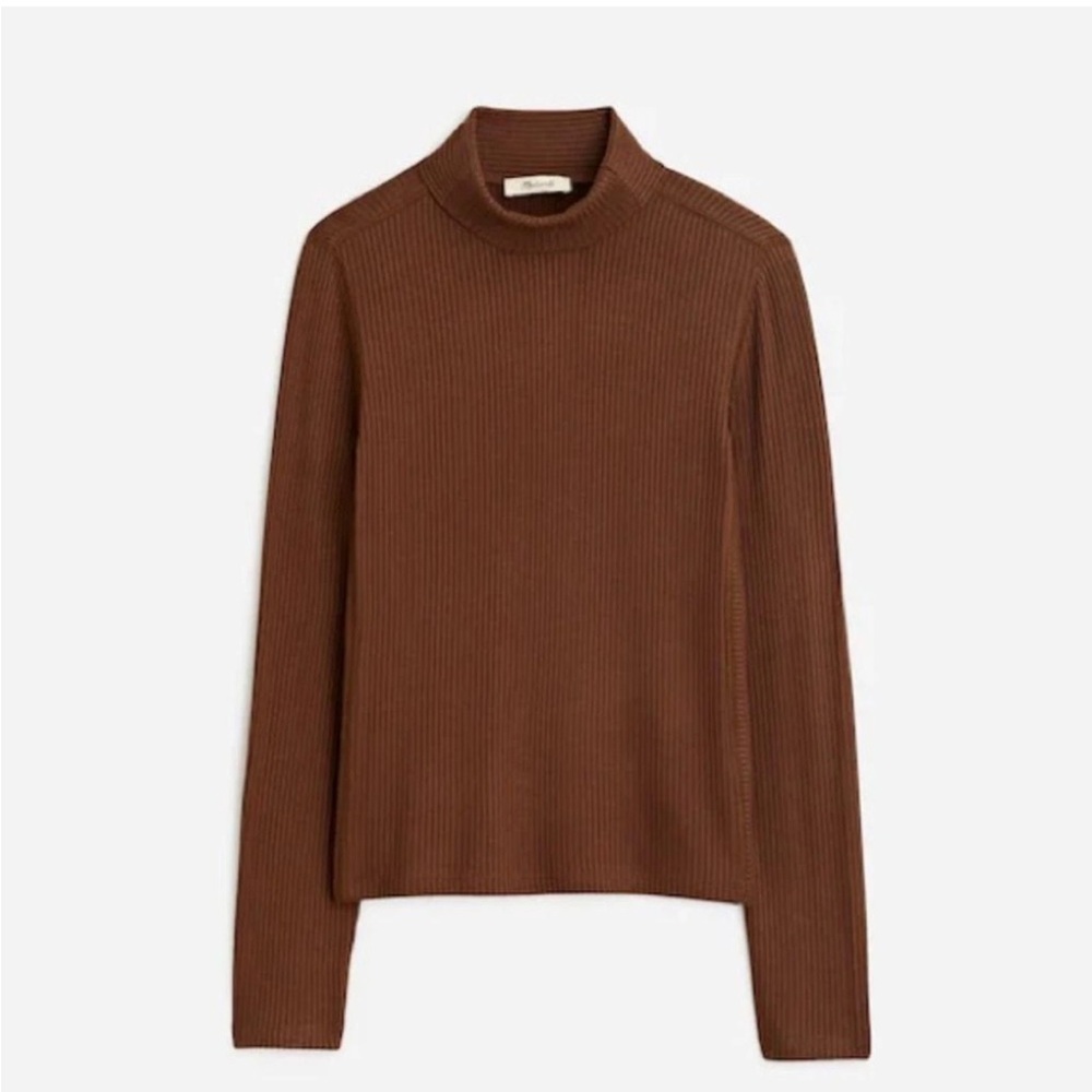 Madewell Brown Ribbed Turtleneck Long Sleeve Shirt